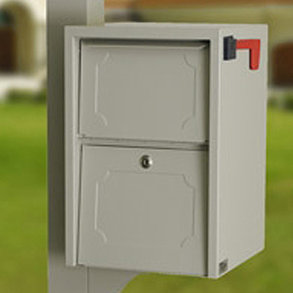 DVault Jr. Steel Post Mounted Mailbox with Newspaper Compartment