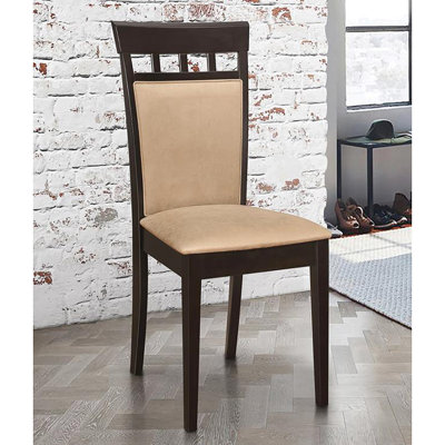Of 2 Beige Upholstered Chairs, Classy Cappuccino Tone, Dining Side Cappuccino Seat Pad