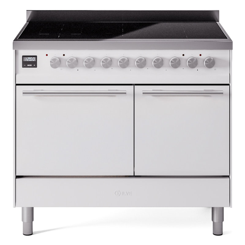 ILVE Professional Plus II Series 40 inch Induction Range with 6 Induction Elements (Solid Door), White/Stainless Steel