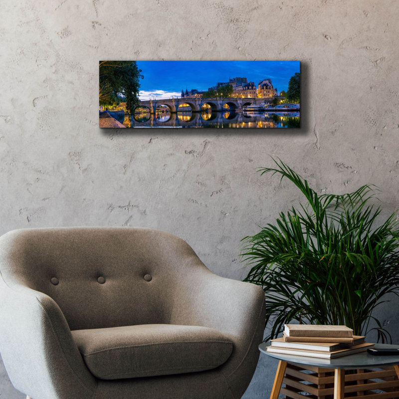 «Paris - Point Neuf Bridge Panorama» par Epic Portfolio, art mural sur toile, H 12 po x l 36 po
