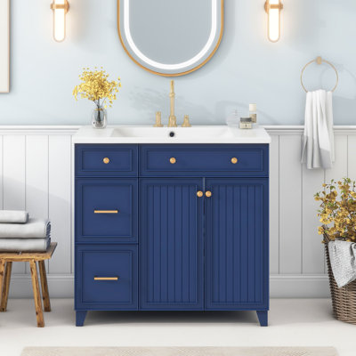 36" Single Bathroom Vanity With Ceramic Top