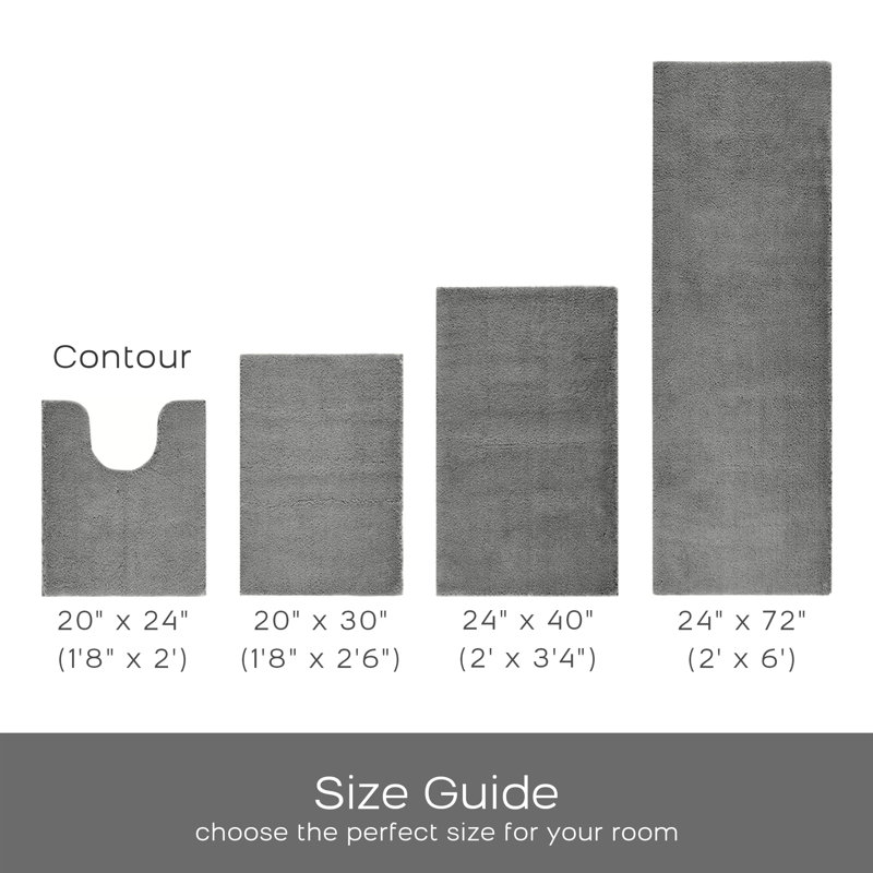 Marshmallow Bath Rug, Gray, Contour- 24" L x 20" W