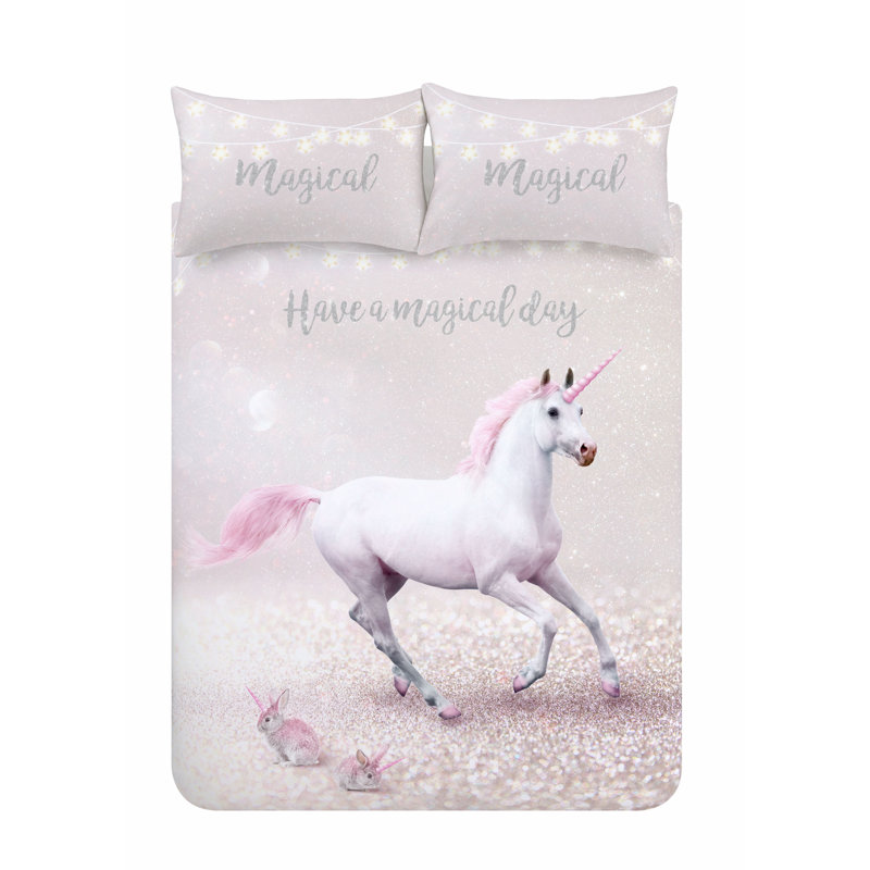 Enchanted Unicorn Easy Care Duvet Cover Set, King Duvet Cover + 2 Pillowcases