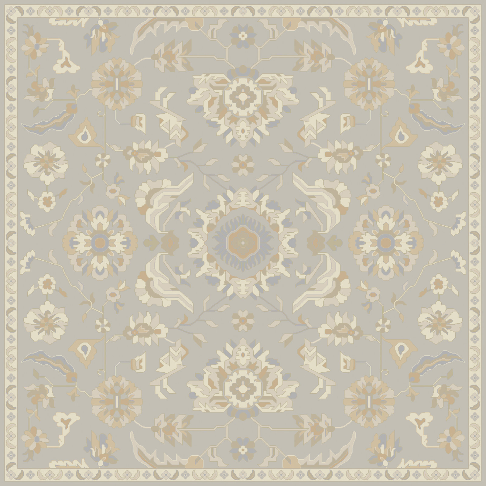 Arden Beige Hand-Tufted Wool Oriental Rug, Square 8'