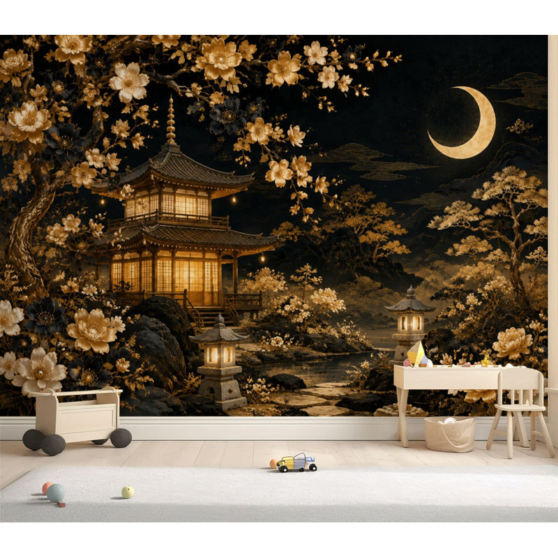 Papier peint adhésif peler et coller Golden Garden Garden, L 69 po x l 96 po