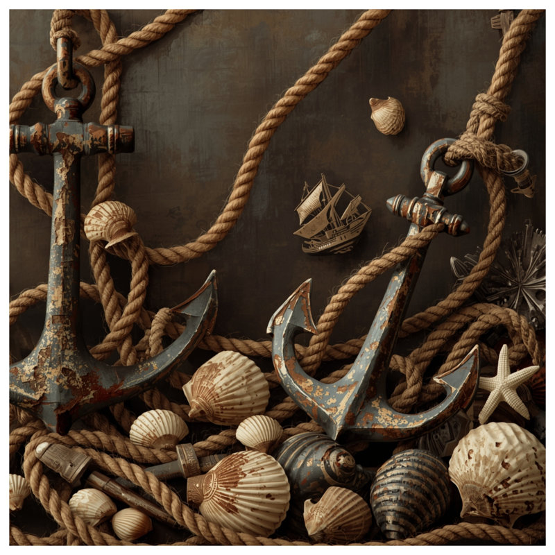 Couvre-lit matelassé Rope Anchor Shells, Lit simple