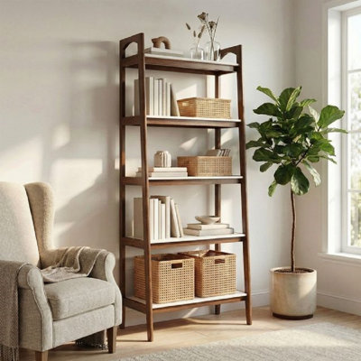 Parker 73'' H x 31'' W Wooden 5-Shelf Ladder Bookcase