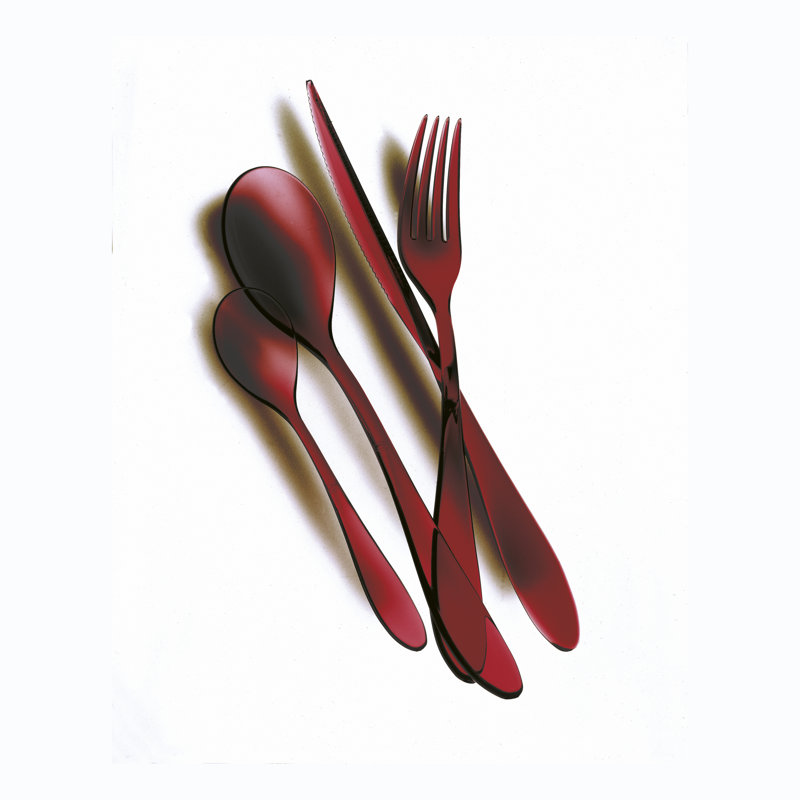 Uno Flatware Set - 24 Pieces - Garnet, Garnet