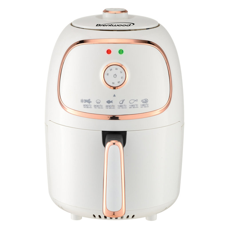 Brentwood White Electric Air Fryer with Rose Gold Accents