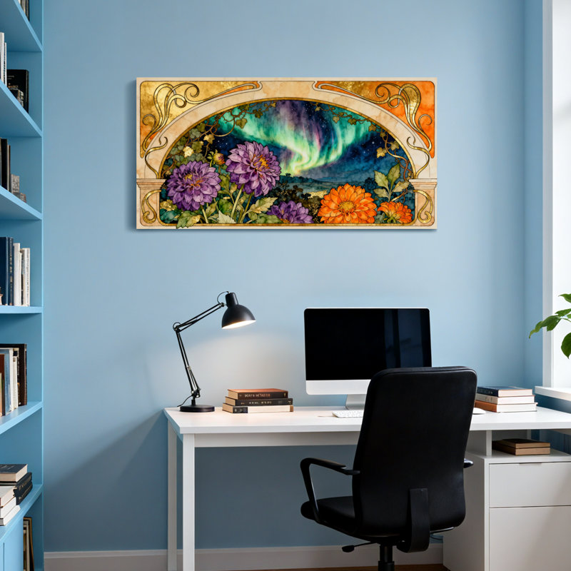 Design de cadre artistique mode floral, H 16 po x l 32 po