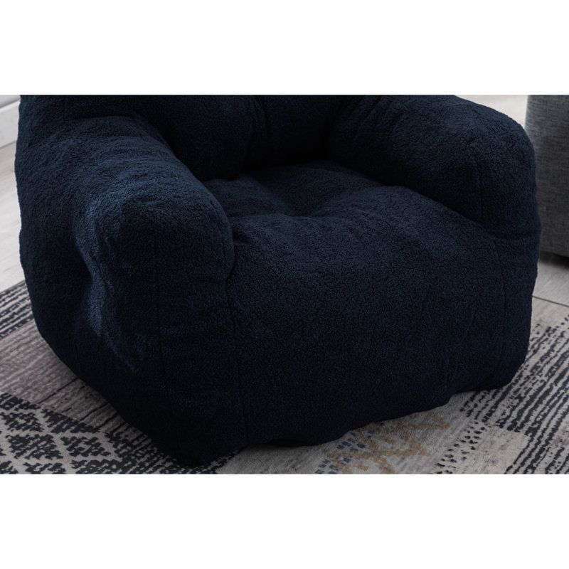 Fauteuil à billes moderne en mousse bleu foncé avec revêtement doux et ergonomique - Tissu