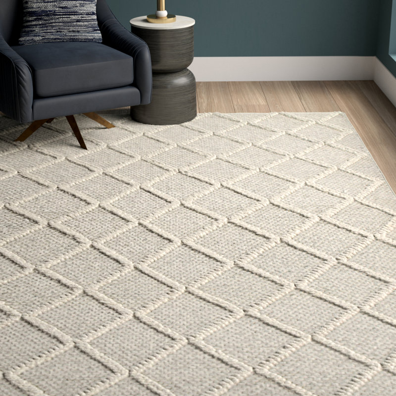 Mott Street Geometric Handmade Tufted Area Rug, Rectangle 5' x 7', Gray