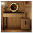 Modern Vanity Table with Tempered Glass Top, Adjustable Height Legs, Multi-functional Storage Cabinet and Round Mirror