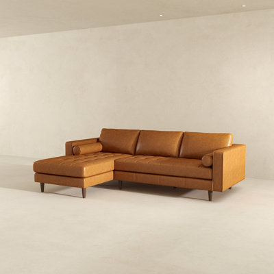 Canapé modulaire en cuir brun clair Anthony