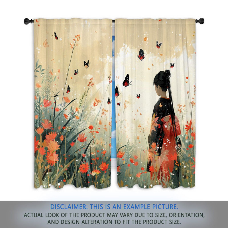 Rideaux de fenêtre de jardin japonais Nature Peaceful Drapes - 2 panneaux, L 40 po x L 61 po