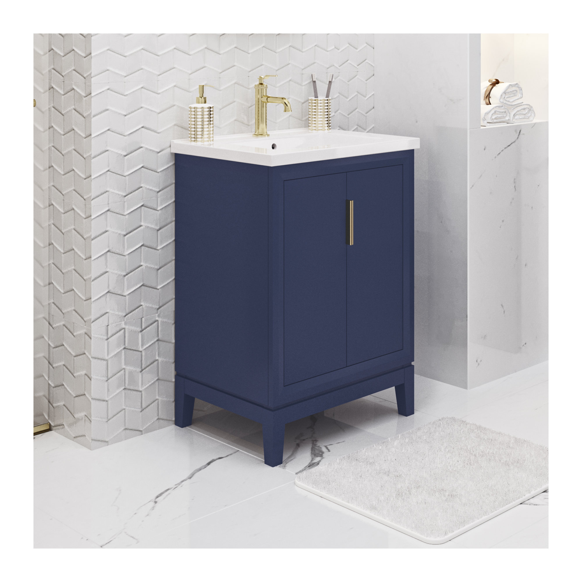 Finck 24.2'' Single Bathroom Vanity, Gold, Monarch Blue
