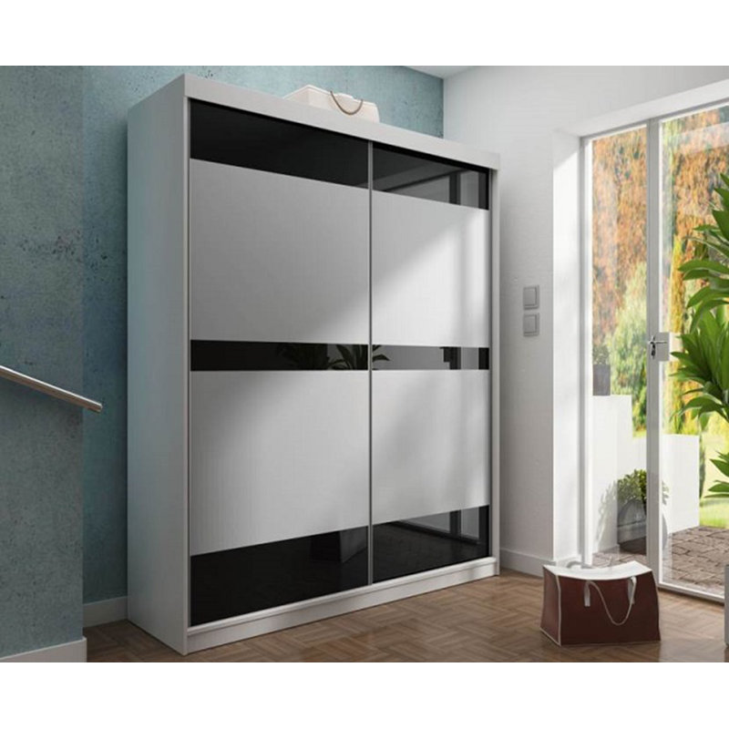 Annan 2 Door Solid + Manufactured Wood Wardrobe, White/Black