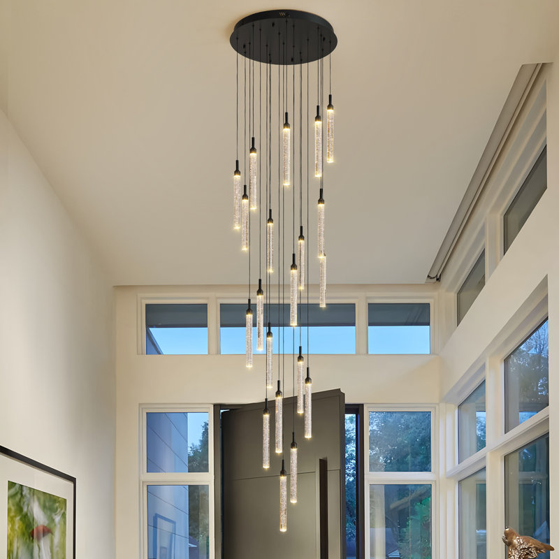 20-Lights High Ceiling Glam Crystal Chandelier, LED Dimmable Modern Lighting Fixture with 3 Adjustable Color Temperatures