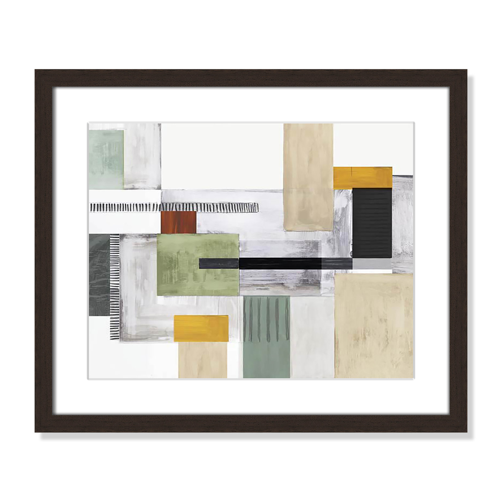 Playful Blocks Print by Tom Reeves, 16" H x 19" W x 1.25" D, Walnut Box Picture Framed, White