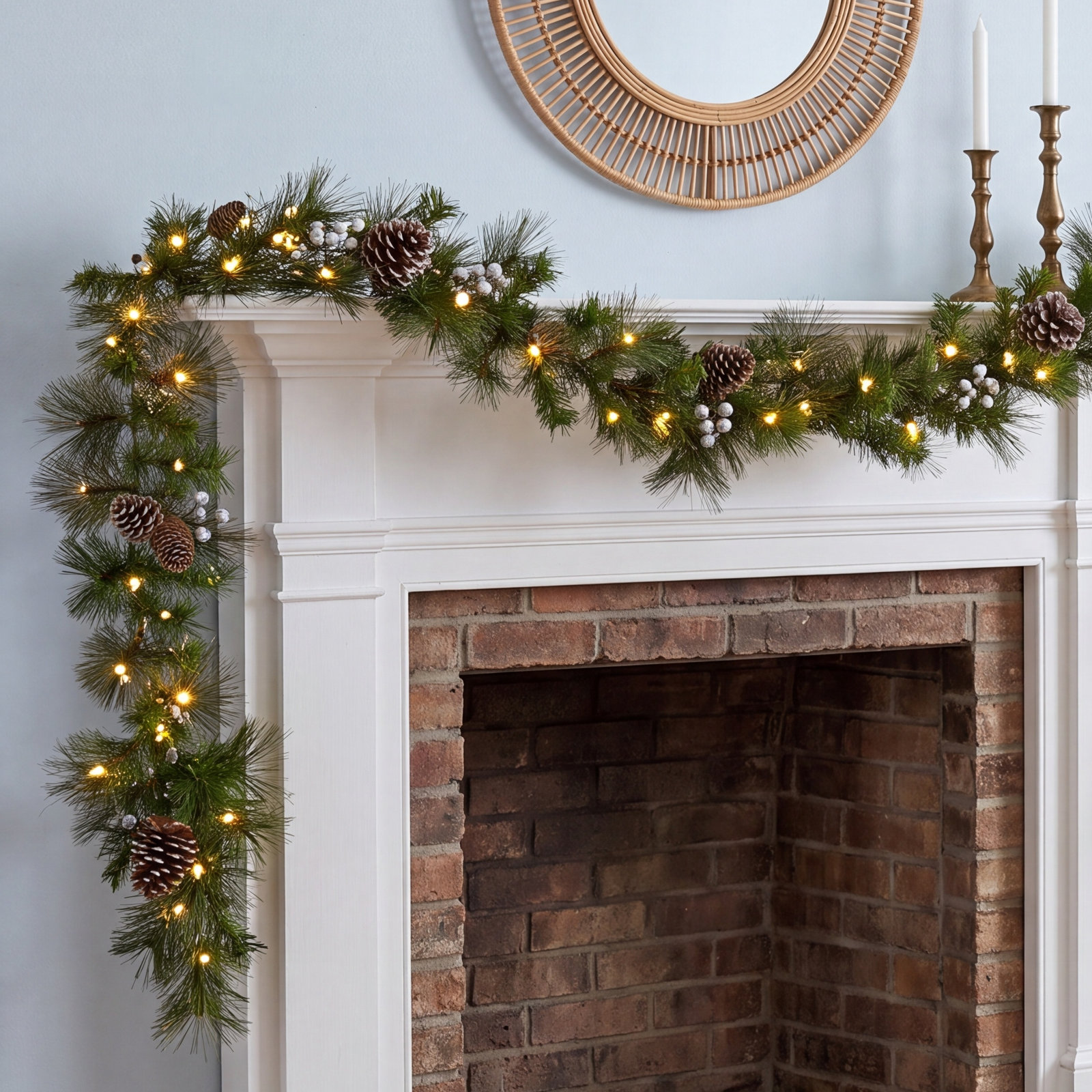 108" Pre-Lit Whitter Pine Garland