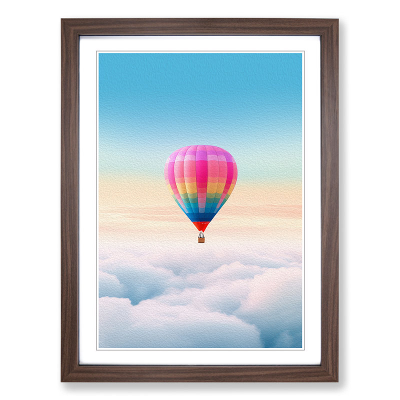 Hot Air Balloon Colour Field - Framed Print, 34cm H x 25cm W x 2cm D, Walnut Framed