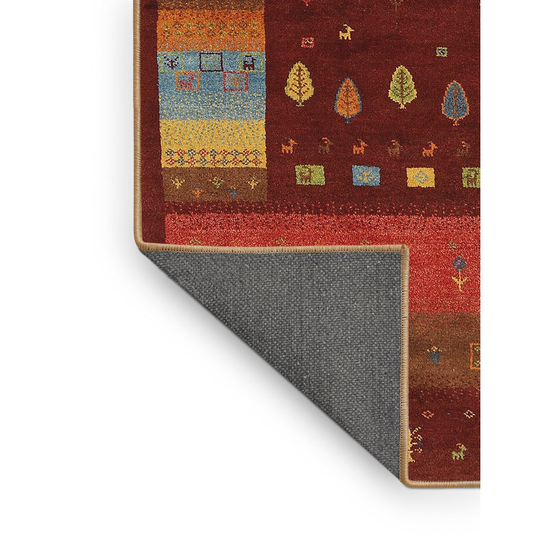 Tapis contemporain rouge / brun, Rectangle 7 pi x 9 pi