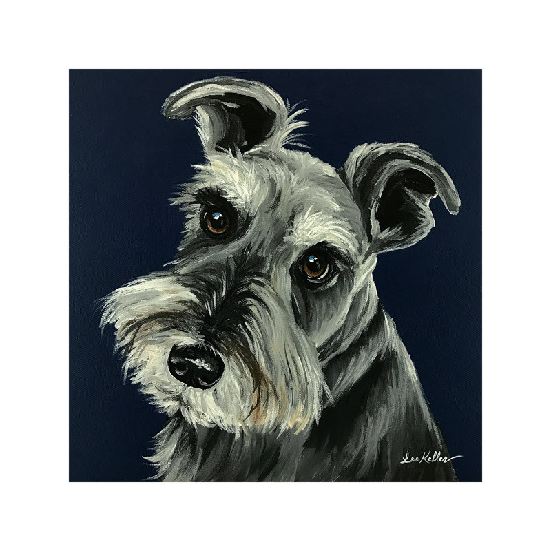 Schnauzer Navy - Wrapped Canvas Painting, 45.72 cm H x 45.72 cm W x 1.91 cm D