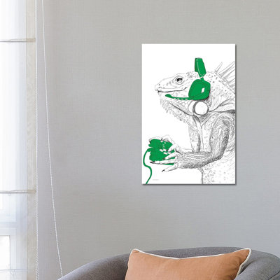 «I-guana Game All Day», reproduction d'art sur toile tendue