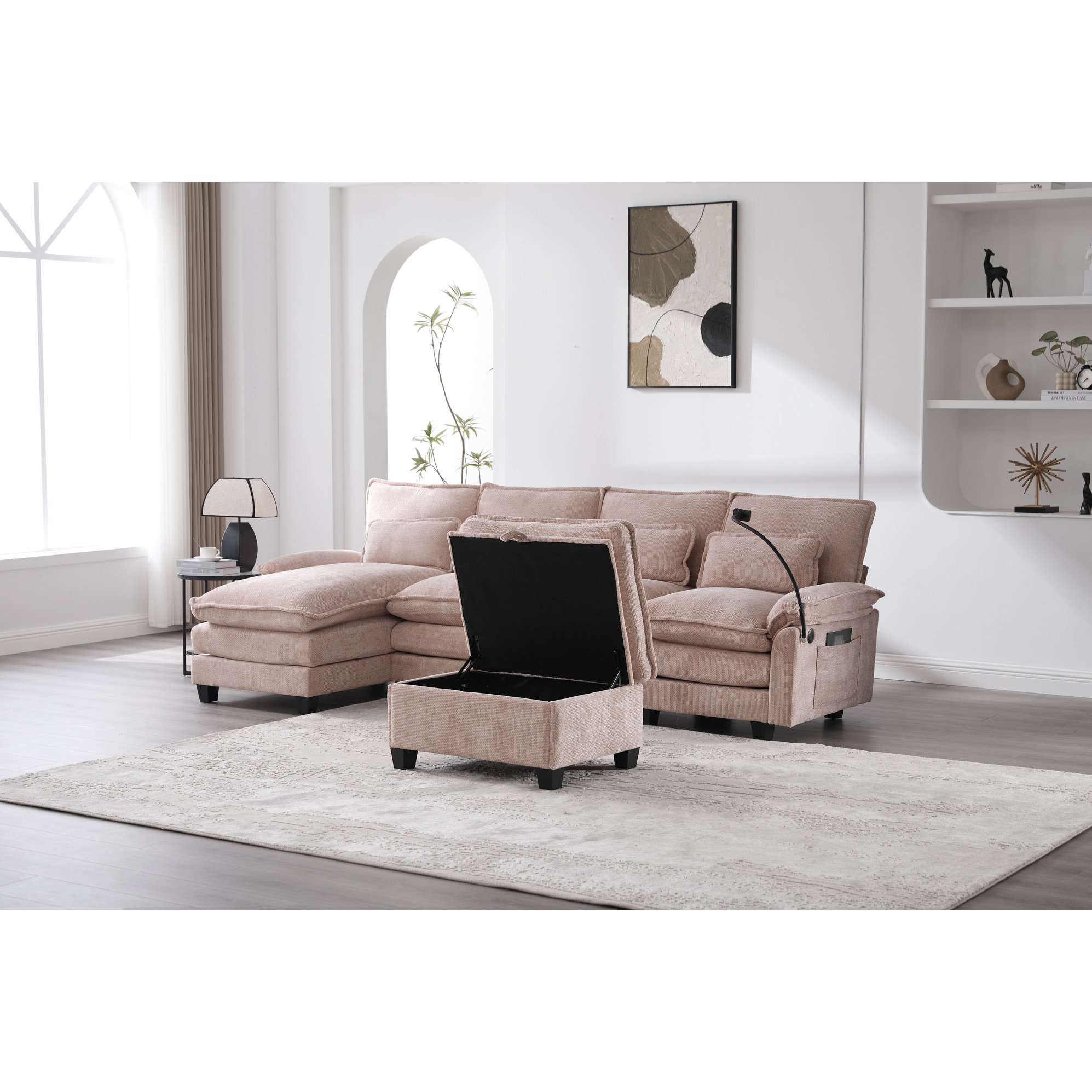 Latitude Run® 4 Seat U - Shaped For Living Room, Soft Chenille Fabric ...