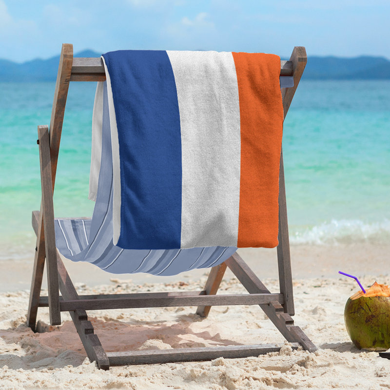 Lightweight Beach Towel, Microfiber, Royal Blue/White/Orange