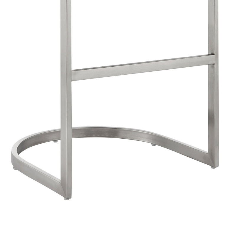 Ayoe Bar and Counter Stool, Brushed Stainless Steel/Grey, Counter Stool (24" Seat Height)