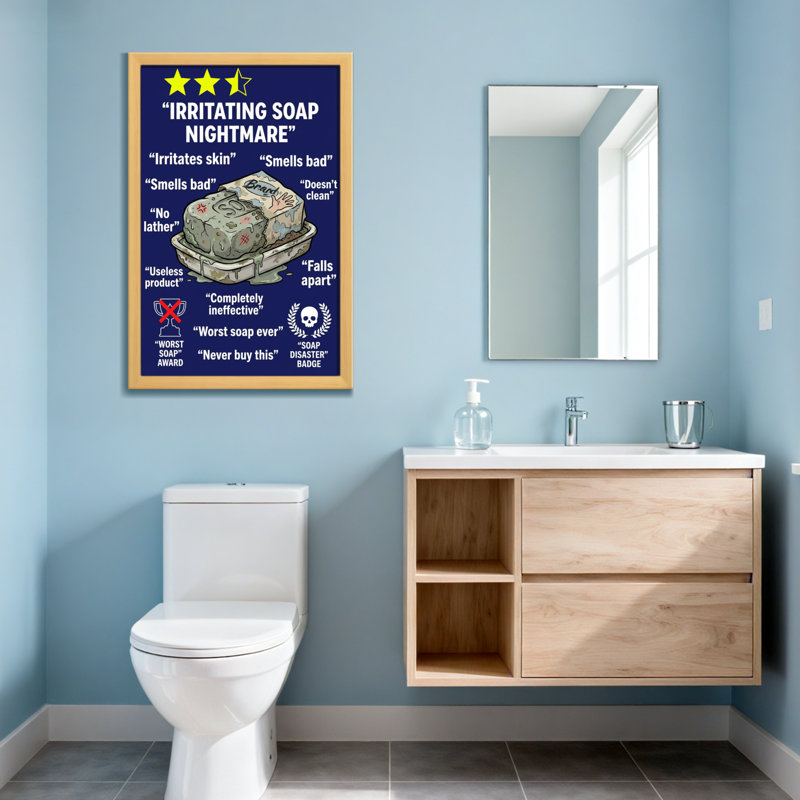 Bath & Laundry Savon Irritant Nightmare Smells Bad Irritates Skin No Lather Useless, H 18 po x l 12 po, Grain de bois clair