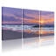Nautical & Beach Sunset Ocean Waves Sky Clouds Sand Reflection Set of 3 Canvas Wall Art Prints-37058261