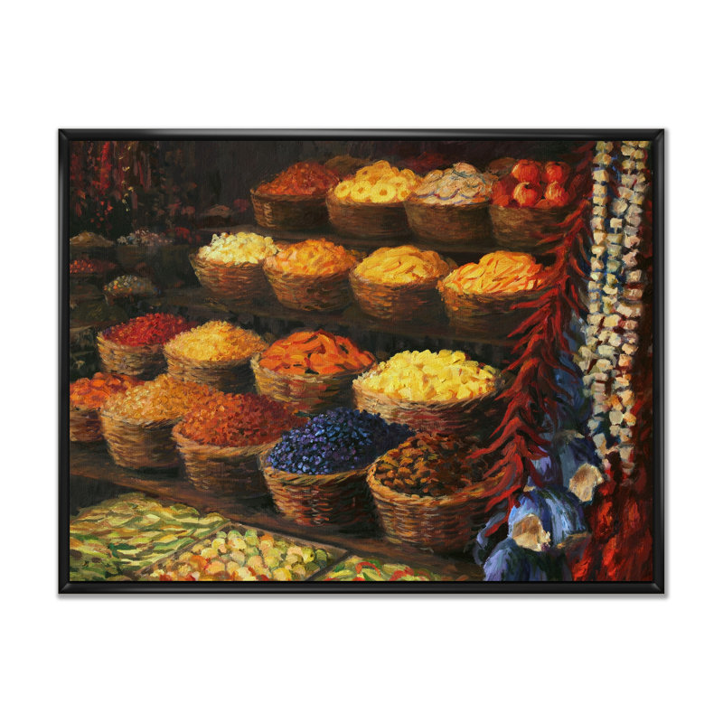 Palette de l'Orient - reproduction sur toile, H 30 po x l 40 po x P 1,5 po, Cadre flottant noir