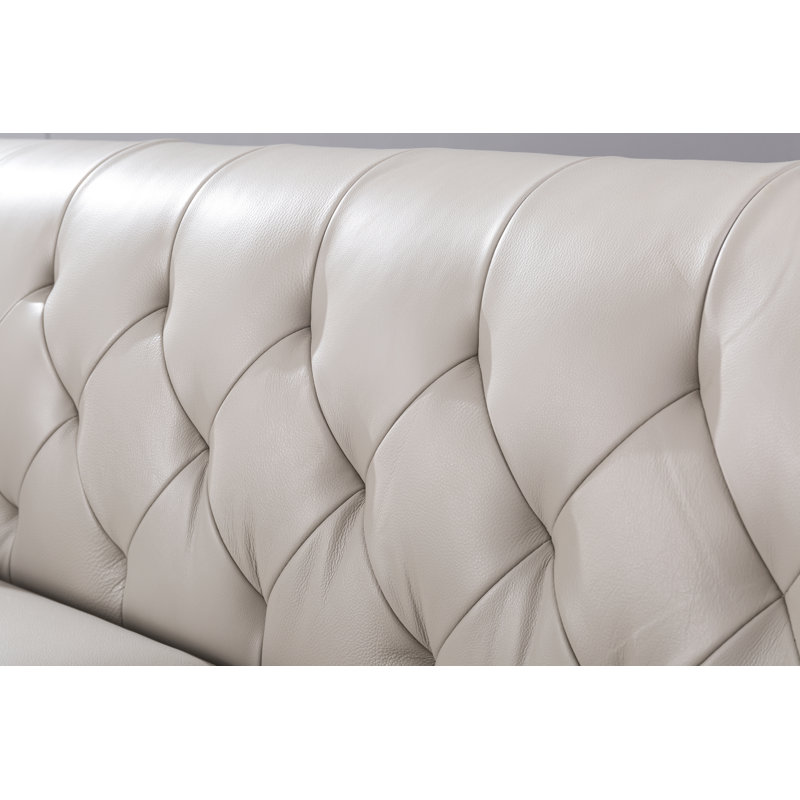 Canapé à accoudoirs évasés en cuir 76,5 po Bustleton, Cuir fumé assorti