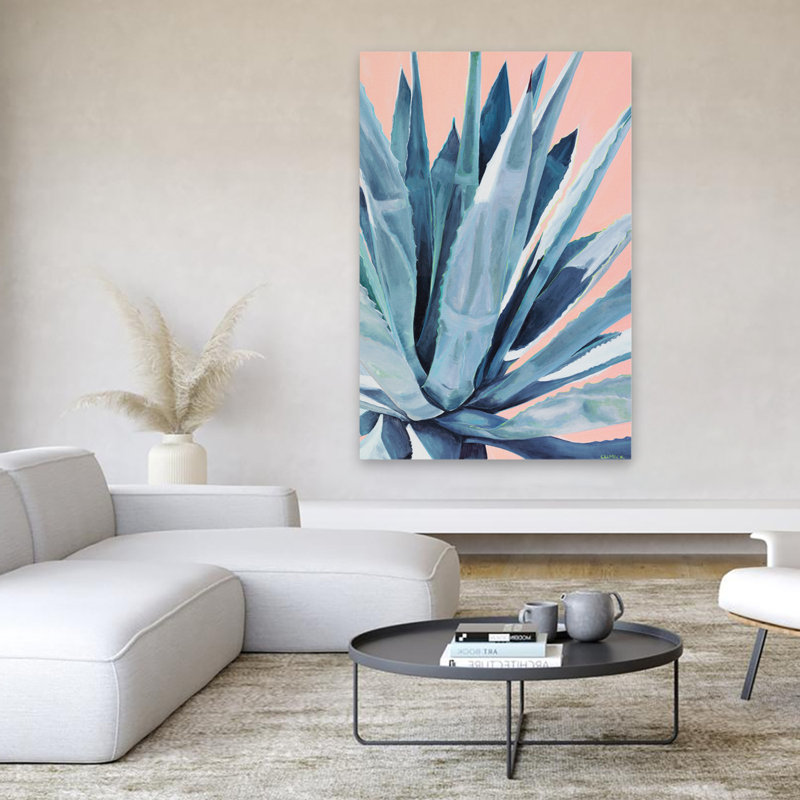 Agave avec corail, H 60 po x l 40 po