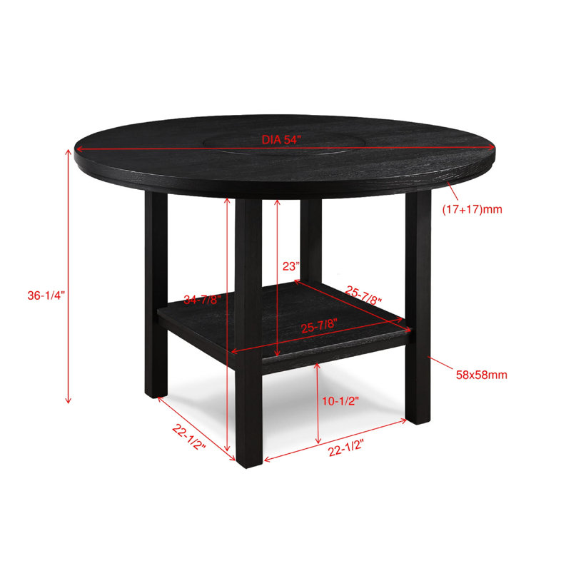 Table de salle à manger à hauteur de comptoir gris anthracite