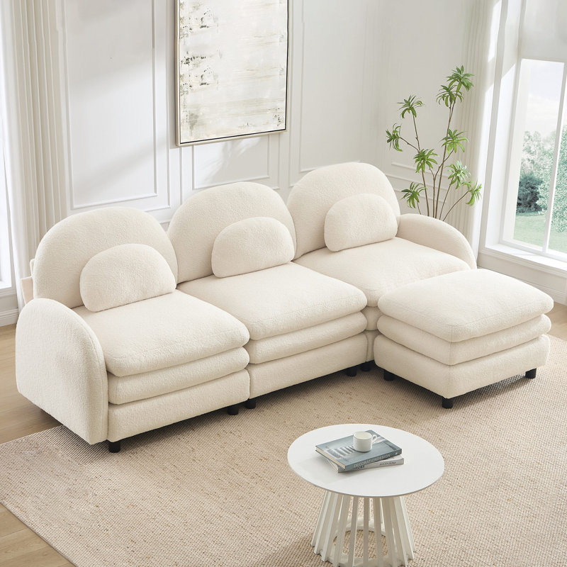 Canapé 3 places Teddy, Blanc beige