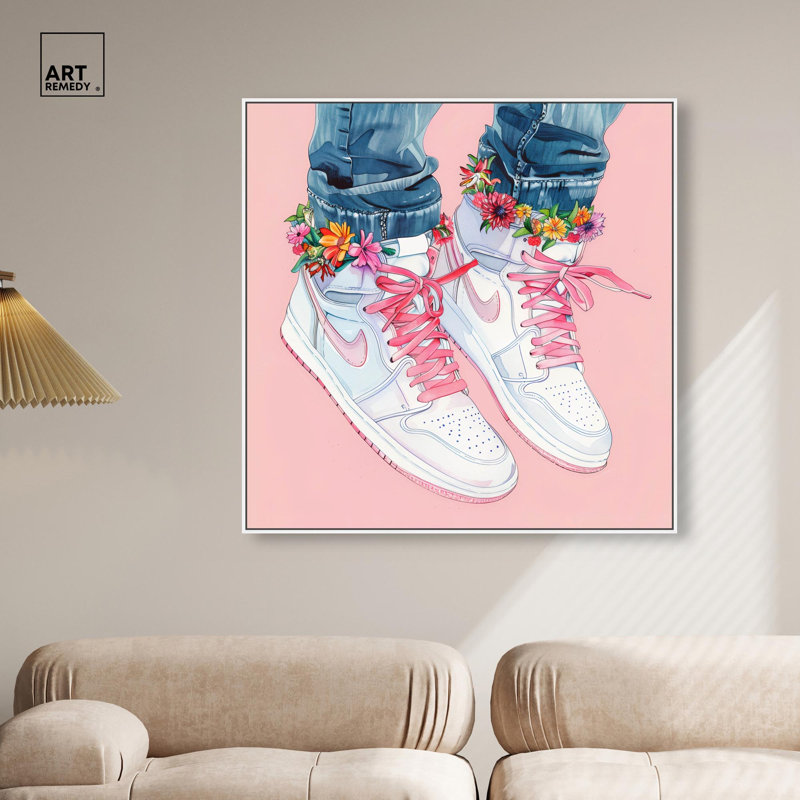 Art mural sur toile Blush, H 41 po x l 41 po, Cadre flottant blanc