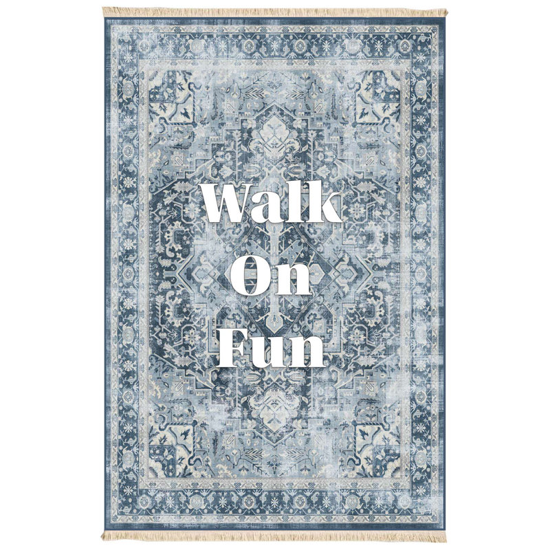 Tapis bleu et ivoire "Walk On Fun"