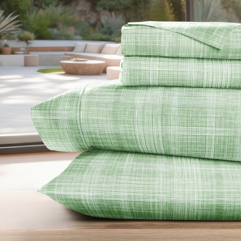 Becky Cameron™ Thatch Pattern Bed Sheet Set, Forest, Queen