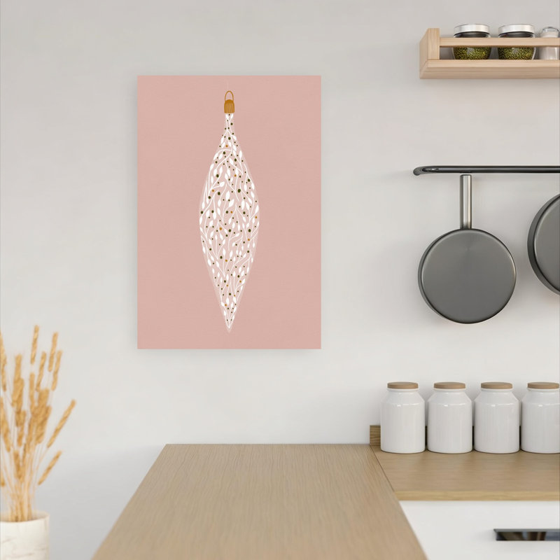 Ornement sur rose 2, impression délicate de paysage d'hiver minimaliste élégant, 18" H x 12" W