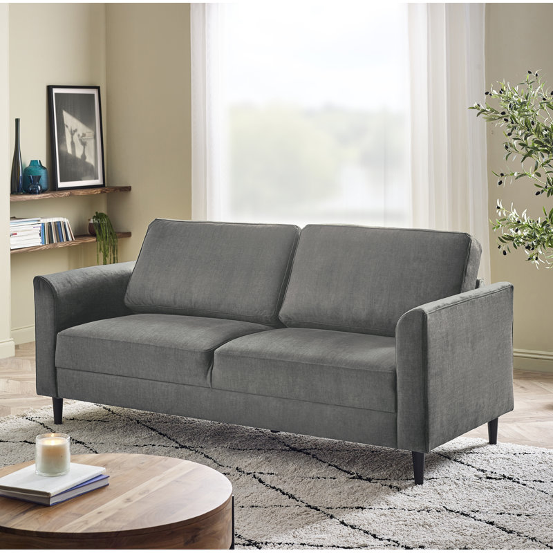 Logi Fabric Seater Sofa - Upholstered Modern Minimalist Boxy Style, 3, Grey