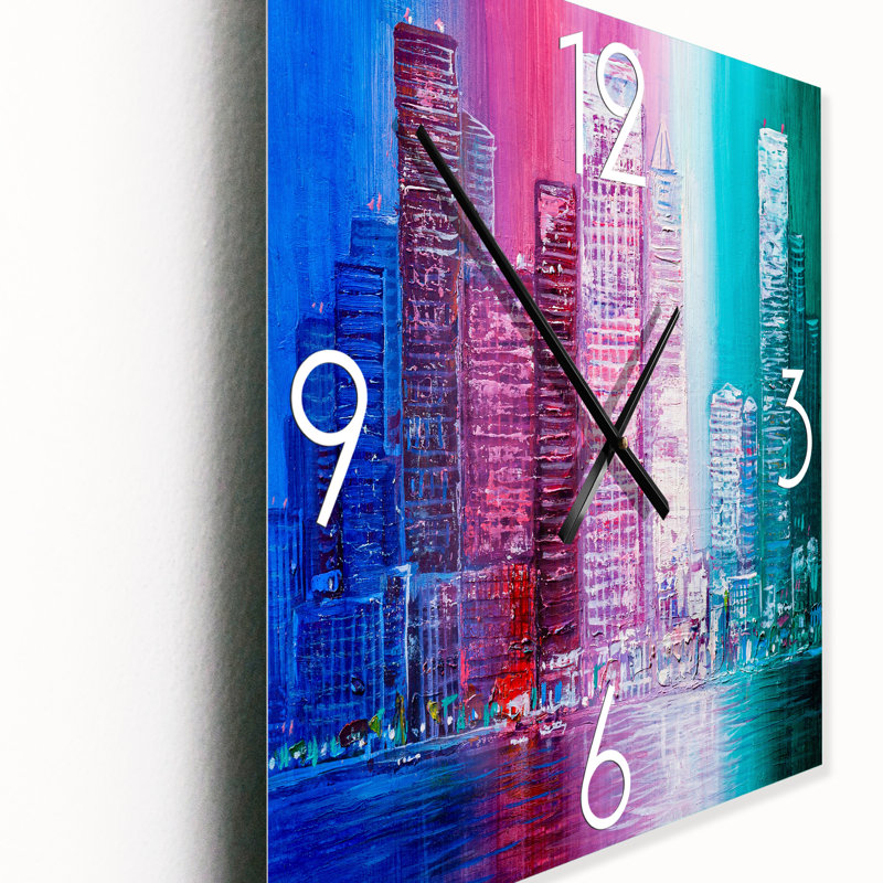 Horloge murale gratte-ciel paysage urbain abstrait II, Grand