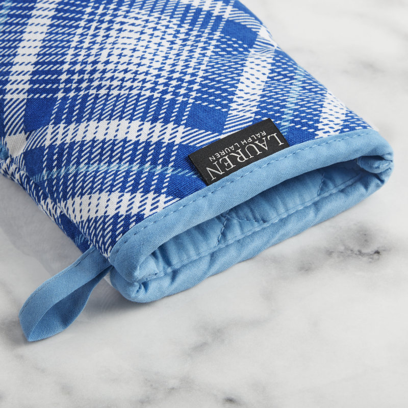 Cotton Plaid Kitchen Towel Linen Set, Blue/White