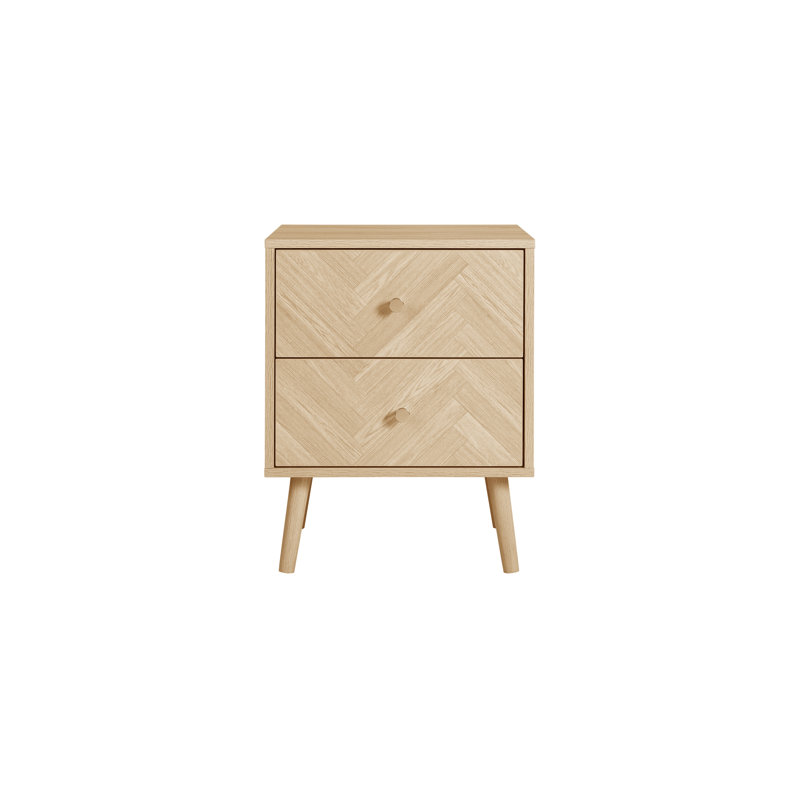 Mardell 45cm W Particle Board Bedside Table, Oak