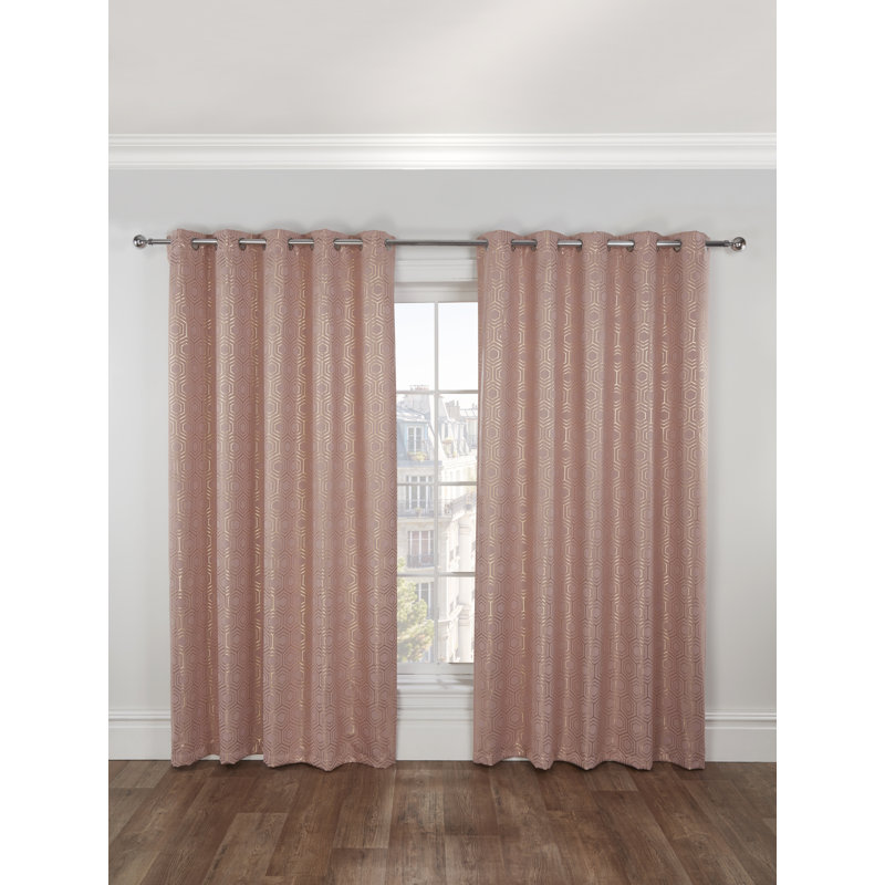 Hartford Room Darkening Sliding Panel Pair, Pink, Width 116 x Drop 137cm