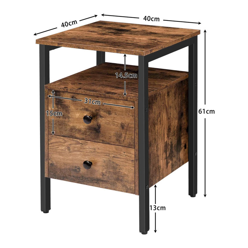 Beleta 40cm W Metal Bedside Table