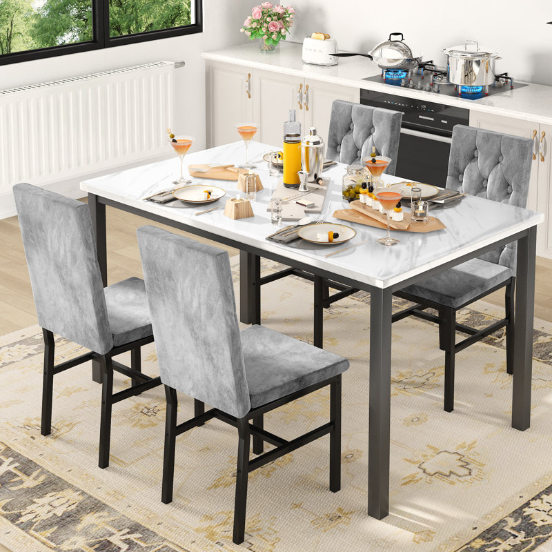 Bobs Furniture Faux Marble Dining Table With Chairs Elm Piece