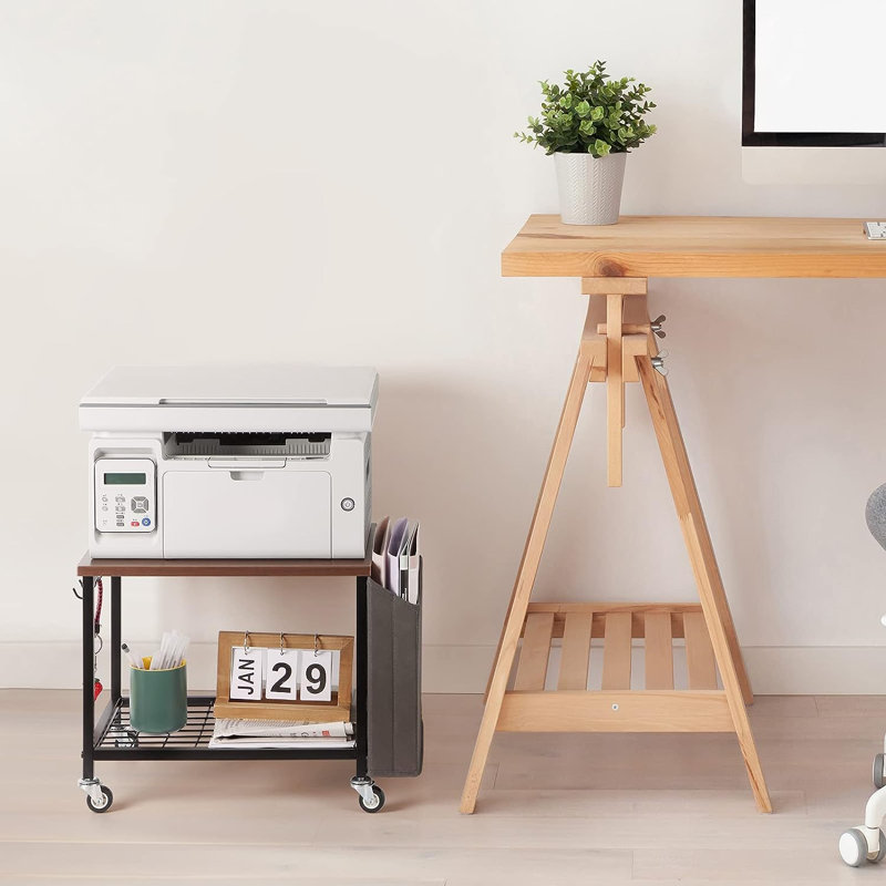 Support d'imprimante mobile avec tablette, Brun